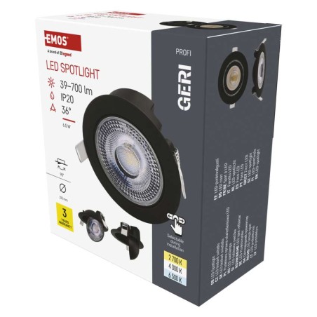Oczko LED GERI czarne, okrągłe, 6,5W CCT