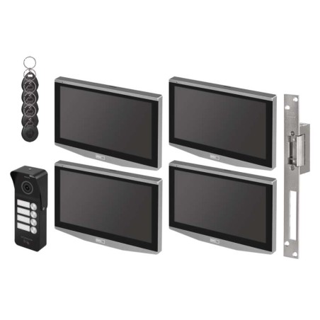 Video-Türsprechanlagen-Set IP-750 für 4 Teilnehmer mit el. Schloss