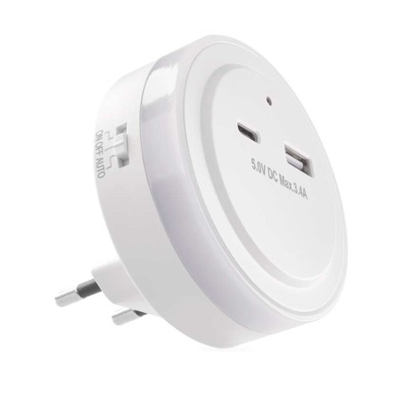 Lampka nocna LED do gniazdka 230V z czujnikiem, 3× LED