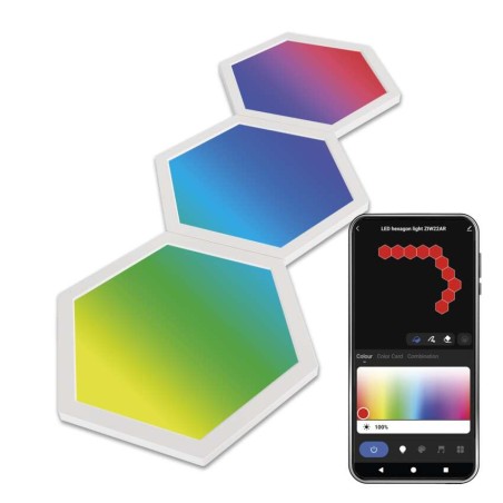 GoSmart LED-Leuchte Hexagon, Erweiterungsset, 3-teilig, 1,8W, RGBIC dimmbar, WiFi