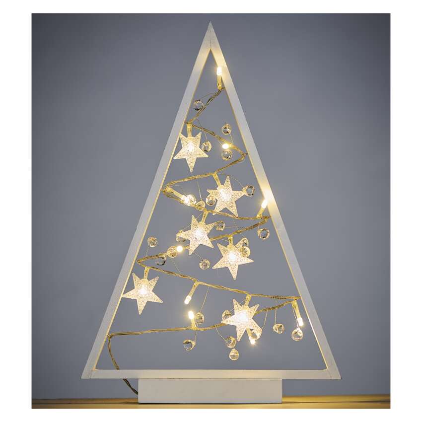 LED Deko – Beleuchteter Baum mit Ornamenten, 40 cm, 2x AA, Innen, warmweiss,  Timer | EMOS DE