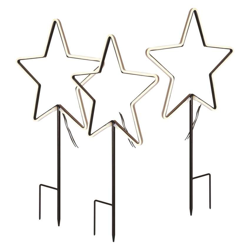LED Sterne mit Erdspiess, 61 cm, Außen/Innen, Kaltweiß