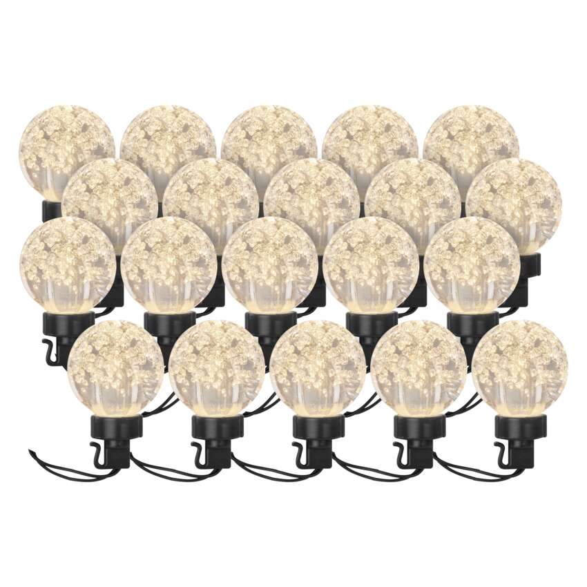 LED Lichterkette – 20x Partylichter, 7,6 m, Außen und Innen, warmweiss