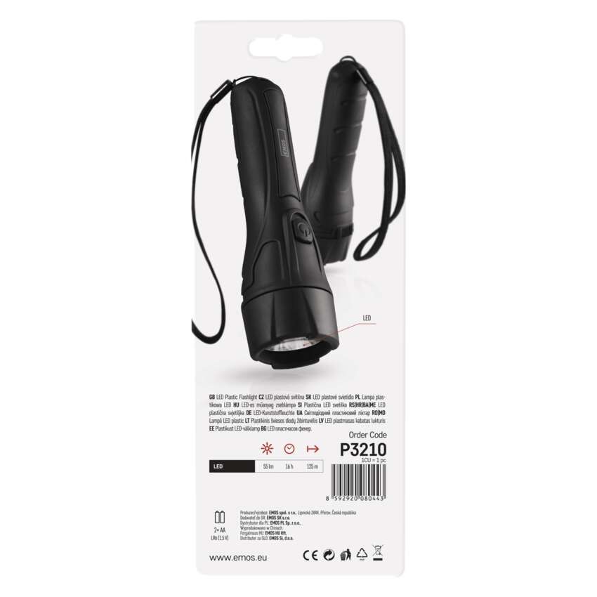 Latarka LED 1W plastikowa 2x AA