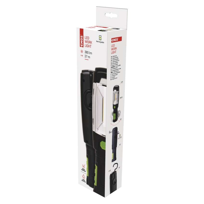 COB LED + LED uzlādējama lampa darbam P4518, 380 lm, 2500 mAh