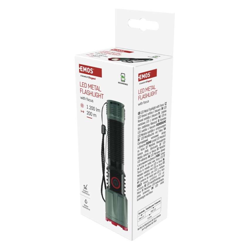 EMOS LED tölthető fém zseblámpa 1200 lm, 2200 mAh