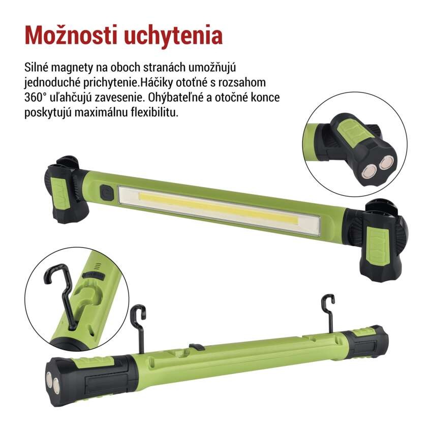Nabíjacie prac. svietidlo COB LED P4545, 1000 lm, 2600 mAh