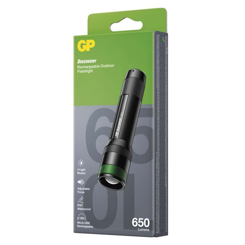 GP ročna polnilna LED svetilka CR41, 650lm, 2600mAh, fokus
