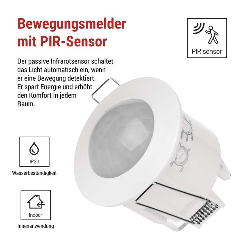 Bewegungsmelder (PIR-Sensor) IP20 1200W Weiss