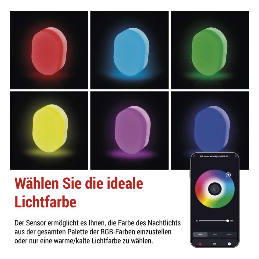 GoSmart PIR-Sensor (Bewegungssensor) mit Nachtlicht, WiFi