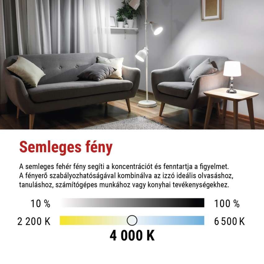 LED izzó Filament A60 / E27 / 11W (100W) / 1521 lm / természetes fehér / dimmelhető