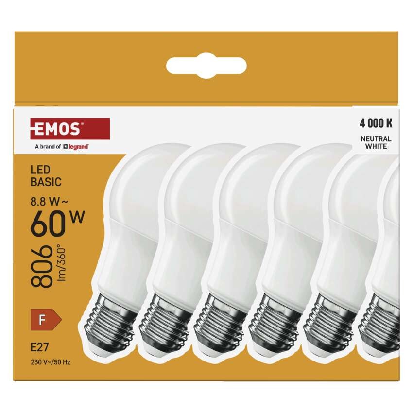 LED žiarovka Basic A60 / E27 / 8,8 W (60 W) / 806 lm / Neutrálna biela
