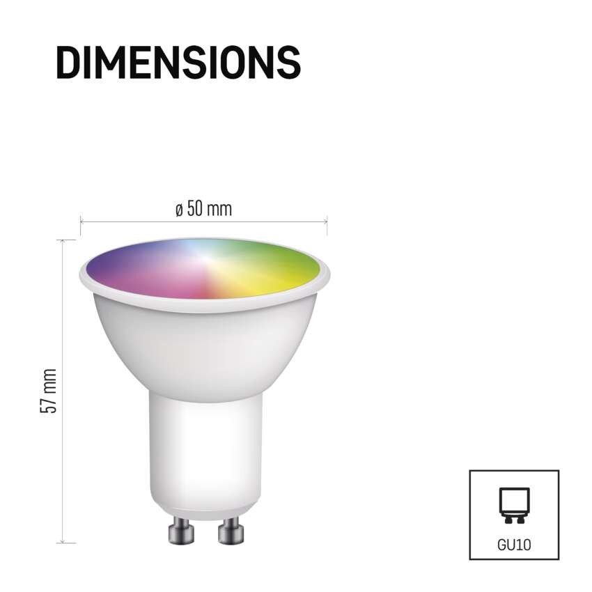 LED žiarovka GoSmart MR16 / GU10 / 4,8 W (35 W) / 400 lm / RGB / stmievateľná / Zigbee