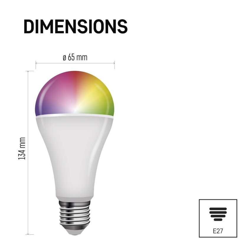 LED lemputė GoSmart A65 / E27 / 14 W (94 W) / 1 400 lm / RGB / tamsėjantis / Zigbee