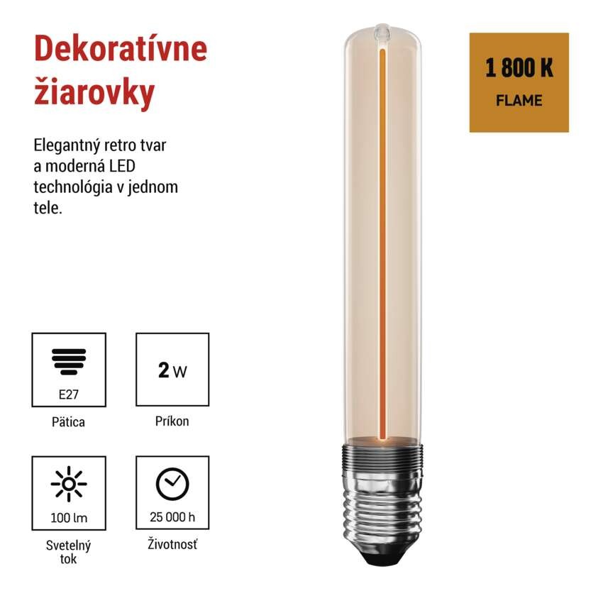 LED žiarovka DECO T30 / E27 / 2 W (11 W) / 100 lm / flame