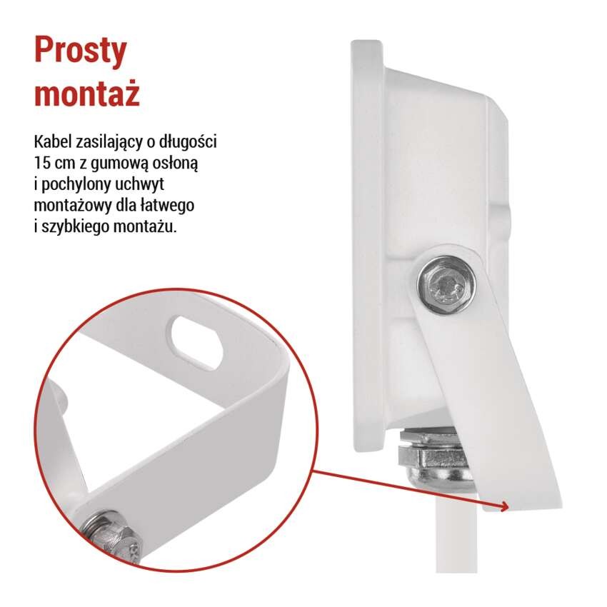 Naświetlacz LED SIMPO 10 W, biały, neutralna biel