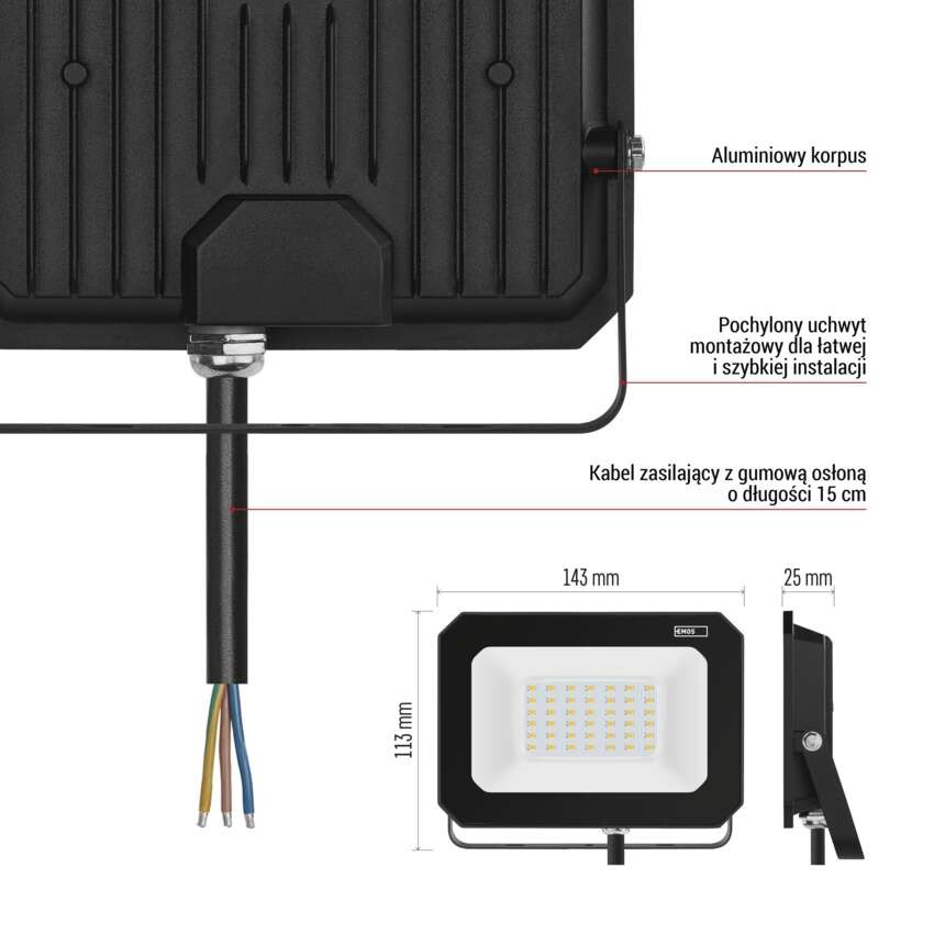 Naświetlacz LED SIMPO 20W, neutralna biel