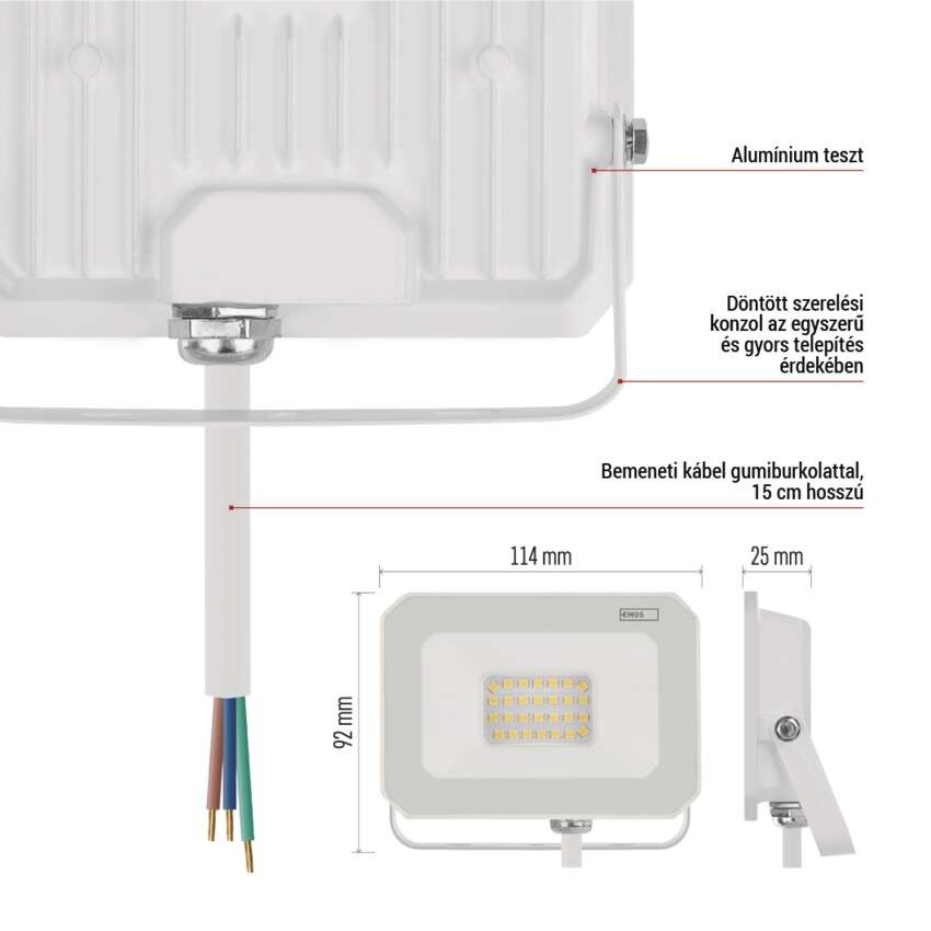 LED reflektor SIMPO 20W, fehér, IP65, 2000 lm, természetes fehér
