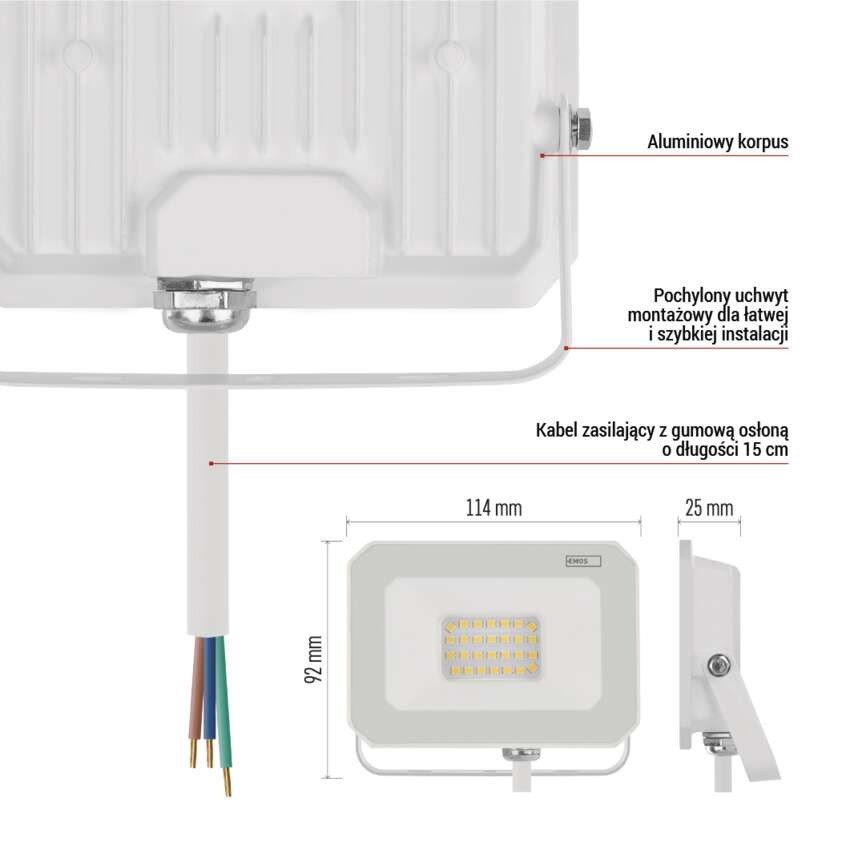 Naświetlacz LED SIMPO 20W, biały, neutralna biel