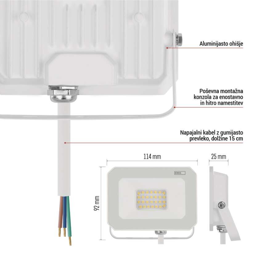 LED reflektor SIMPO 20W, bel, IP65, 2000 lm, nevtralna bela