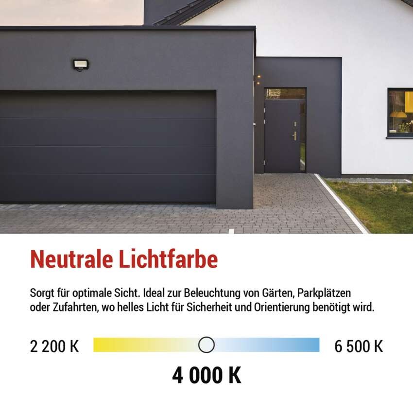 LED reflektor GLARO 30W, schwarz, IP65, 3000 lm, neutralweiß