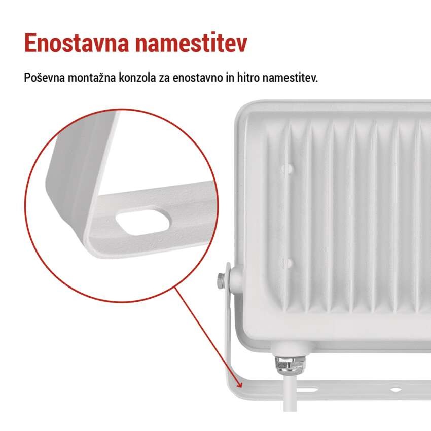 LED reflektor GLARO 50W, bel, IP65, 5000 lm, nevtralna bela