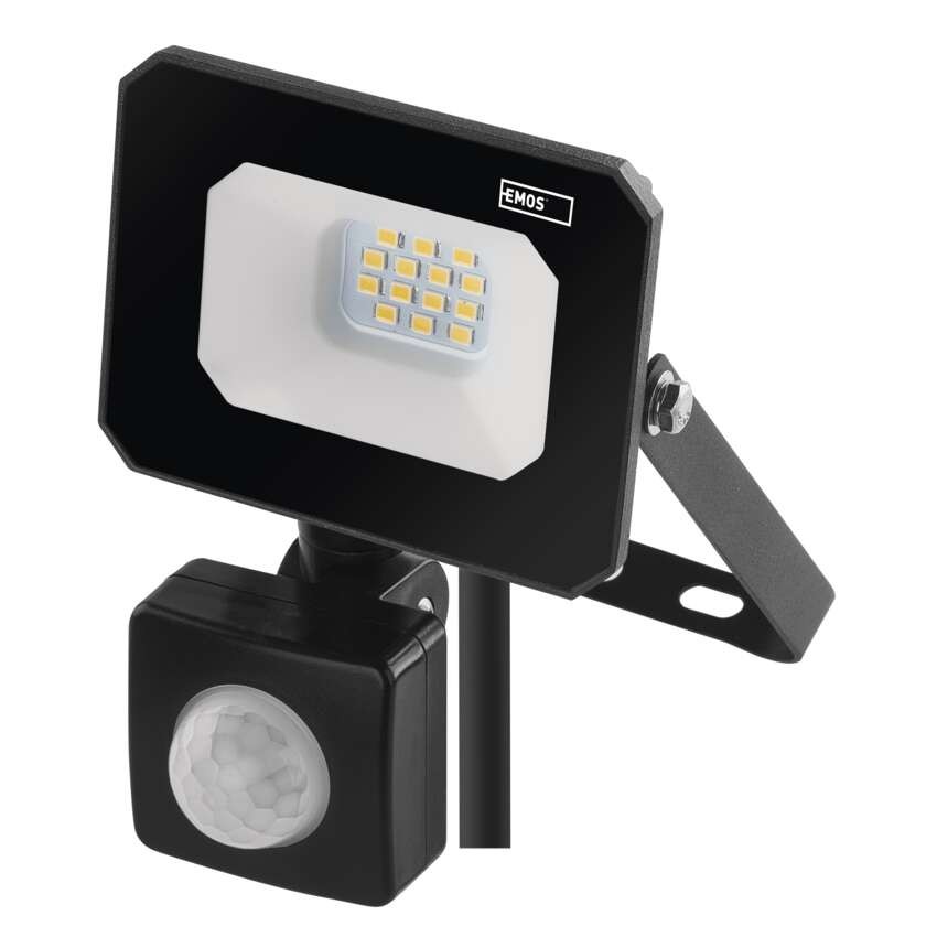 SIMPO LED prožektors ar kustības sensoru, 10 W, melns, neitrāli balts