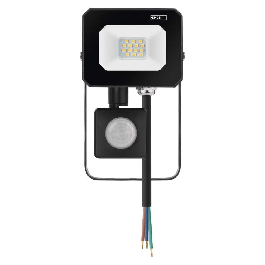 SIMPO LED prožektors ar kustības sensoru, 10 W, melns, neitrāli balts