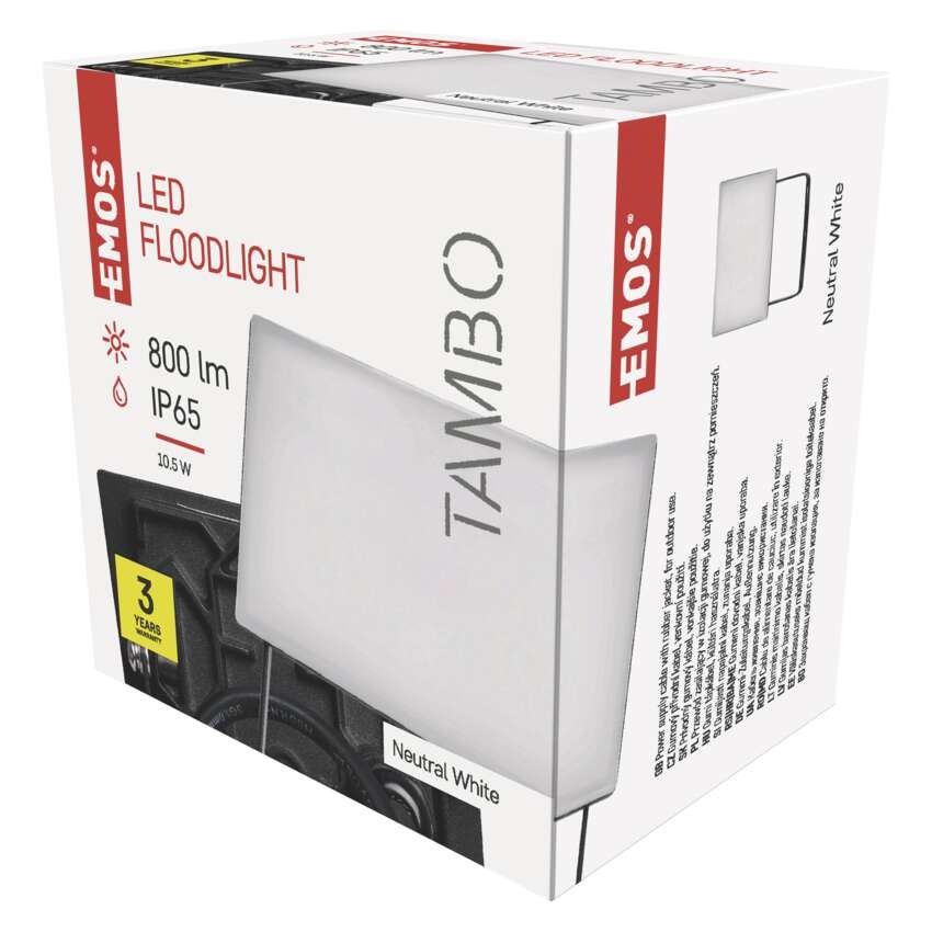 LED prožektors TAMBO, 10,5 W, melns, neitrāli balts