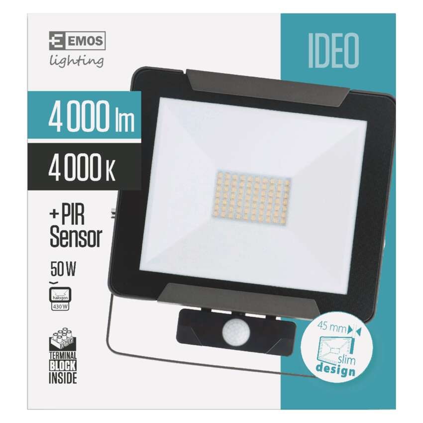 LED reflektor IDEO s pohybovým čidlem, 50W neutrální bílá