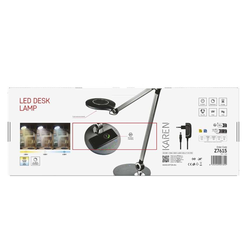 LED stolná lampa KAREN, sivá