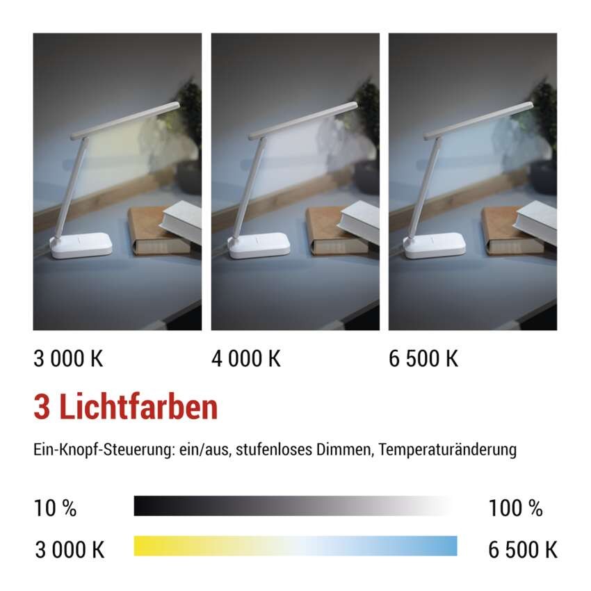 LED Schreibtischlampe AMY, wiederaufladbar