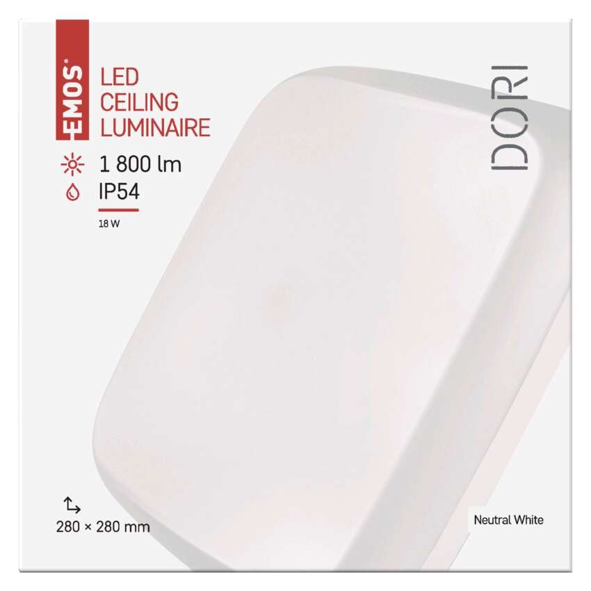 LED svetilo nadometno DORI, kvadratno, 18W, IP54, nevtralno bela