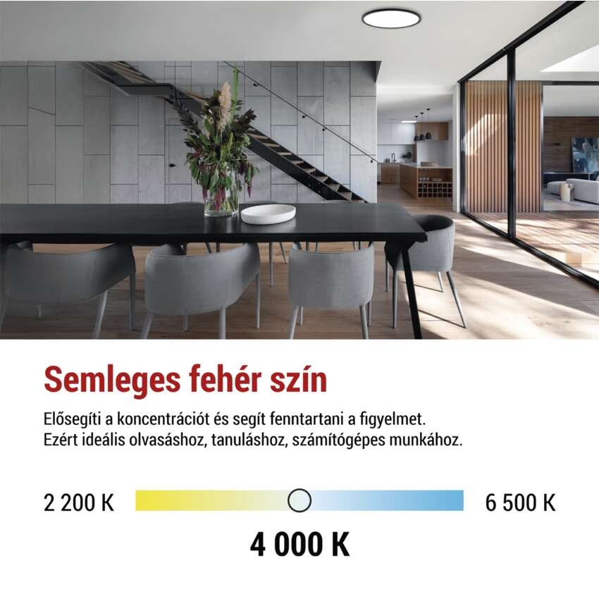 LED felületi lámpatest FLORI fekete, fehér, 18W, semleges fehér