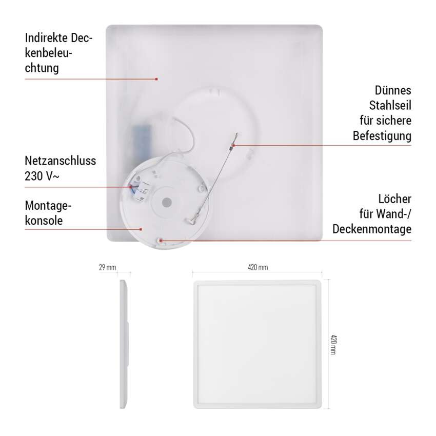 LED-Anbauleuchte FLORI quadrat, weiß, 22W, neutralweiß