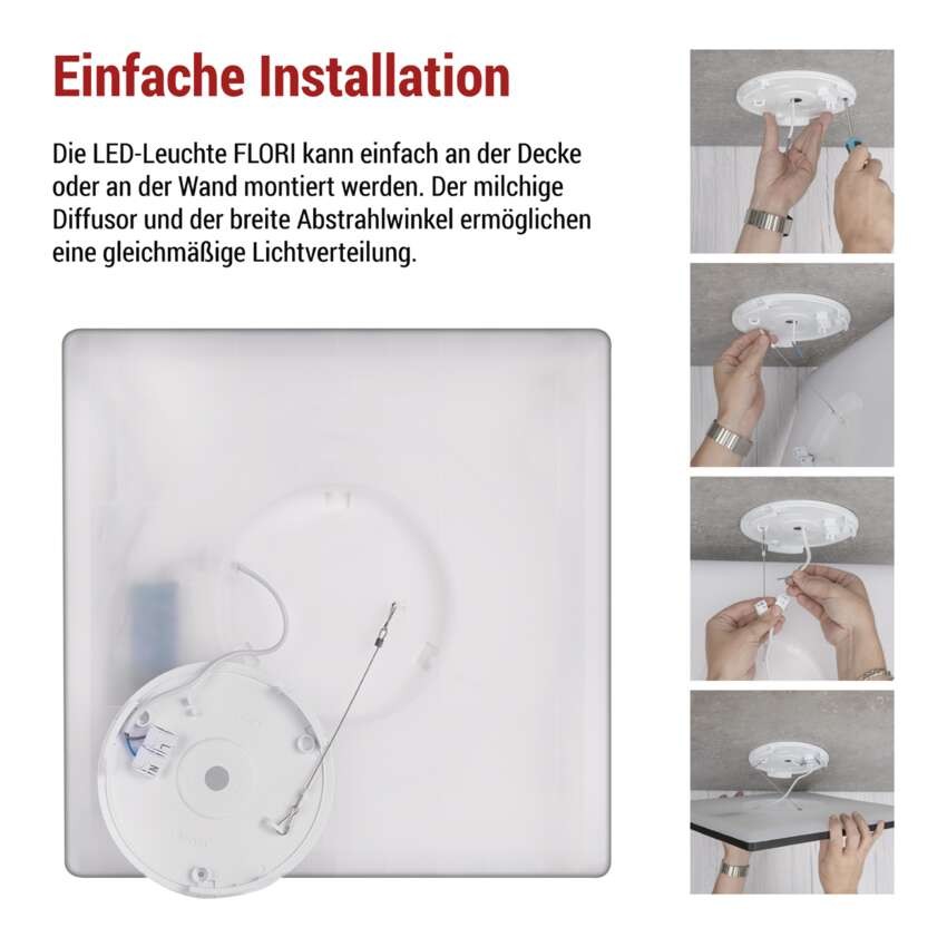 LED-Anbauleuchte FLORI quadrat, schwarz, 22W, neutralweiß