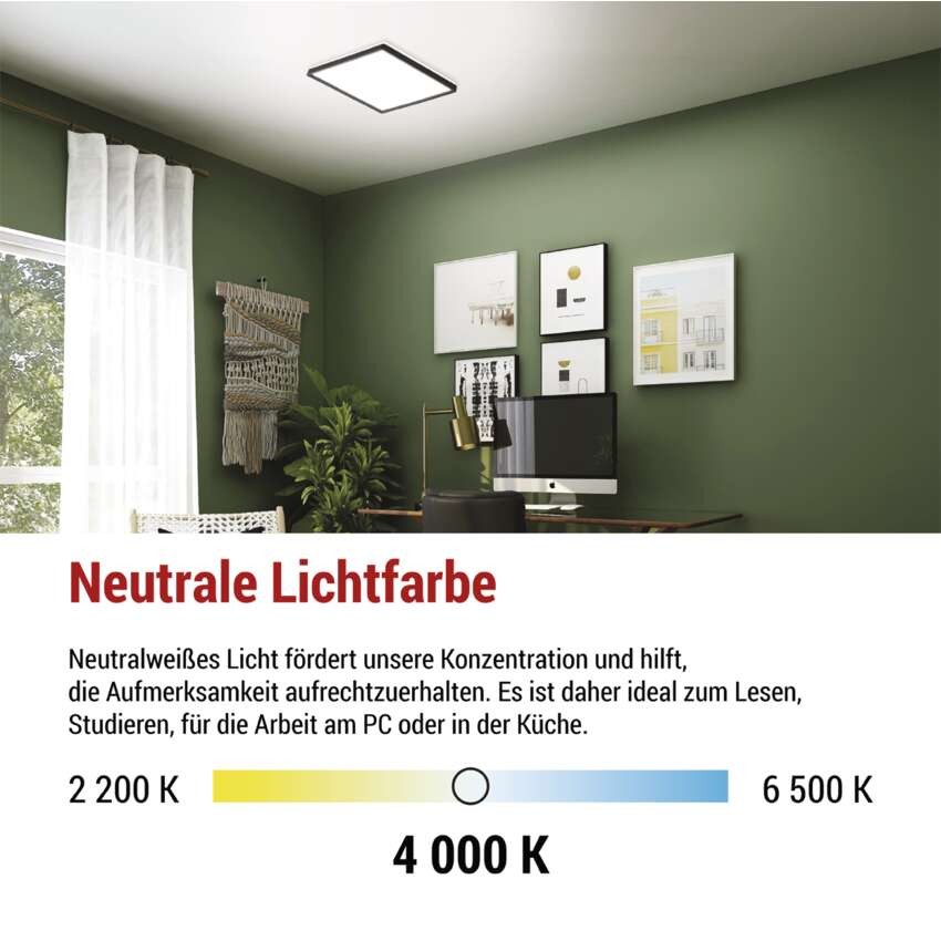 LED-Anbauleuchte FLORI quadrat, schwarz, 22W, neutralweiß