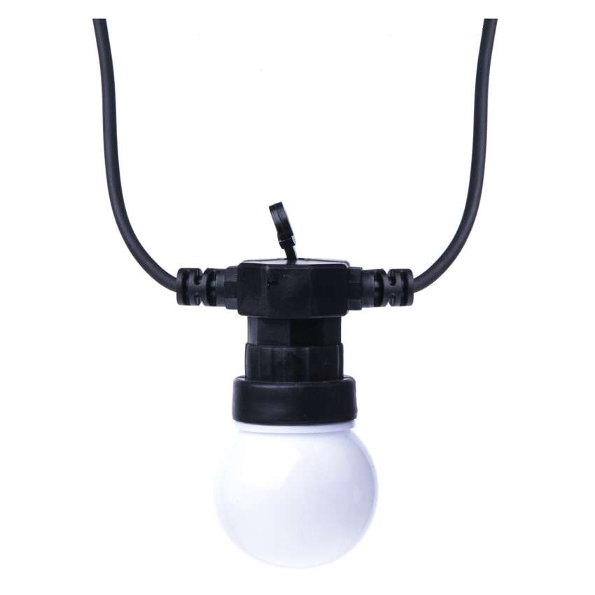 LED Lichterkette – 10x Partylichter milchig, 5 m, Außen und Innen, warmweiss