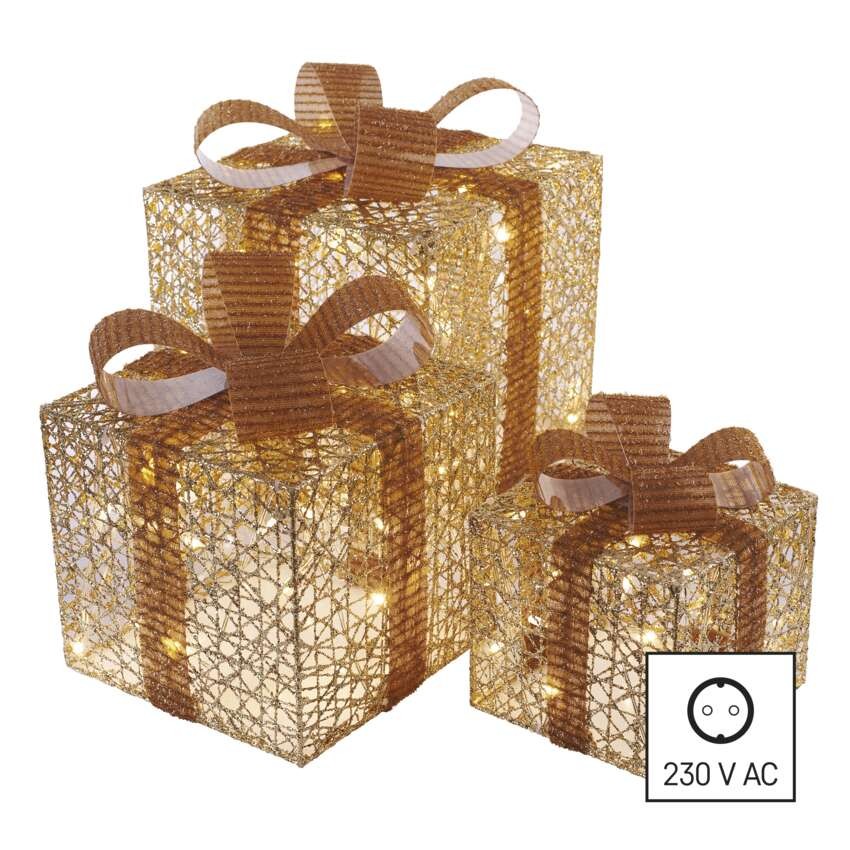 LED dovanos, 3 dydžių, vidaus, šiltai baltos
