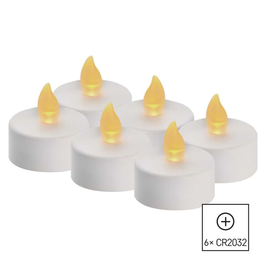 LED dekoracija – arbatžolė, balta, CR2032, vidaus, vintažinė, 6 vnt.