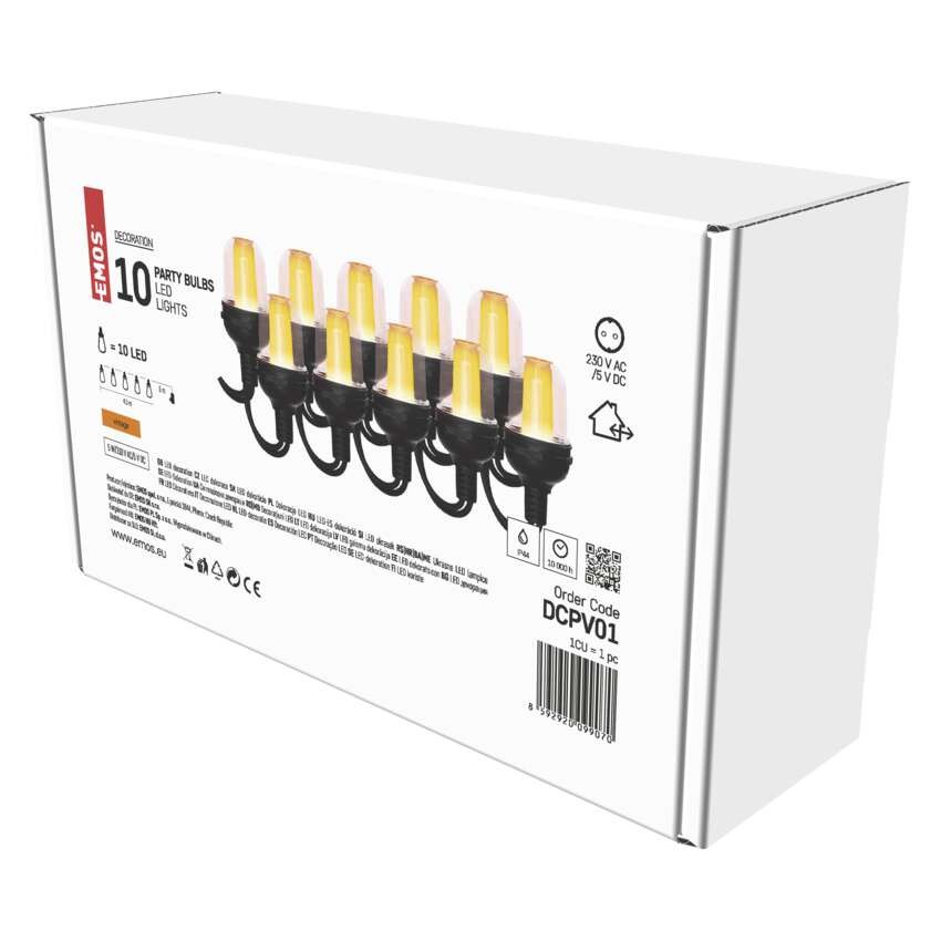LED Lichterkette – 10x Partylichter, 4,5 m, Außen und Innen, Vintage