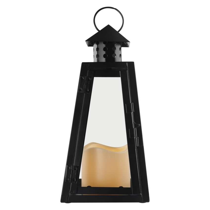 LED kvadratinis žibintas, juodas, 26,5 cm, 3x AAA, vidaus, vintažinis