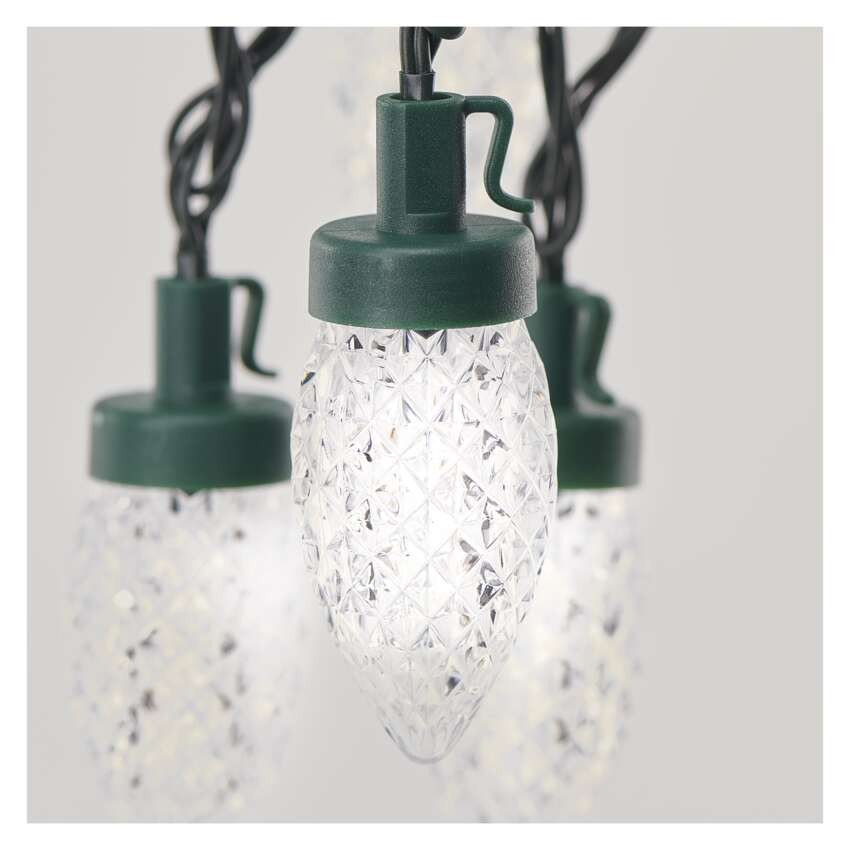 LED kalėdinė girlianda – kūgiai, 9,8 m, lauko ir vidaus, šaltai balta, 8 režimai