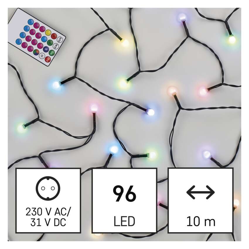 LED jõuluvalguskett kirsikobarad - kuulid, 10 m, õue/tuppa, RGB, 64 režiimi, ajasti