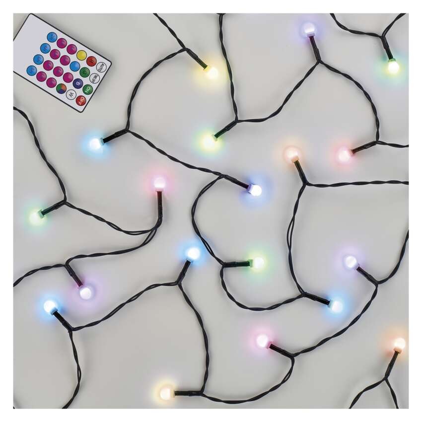 LED jõuluvalguskett kirsikobarad - kuulid, 10 m, õue/tuppa, RGB, 64 režiimi, ajasti