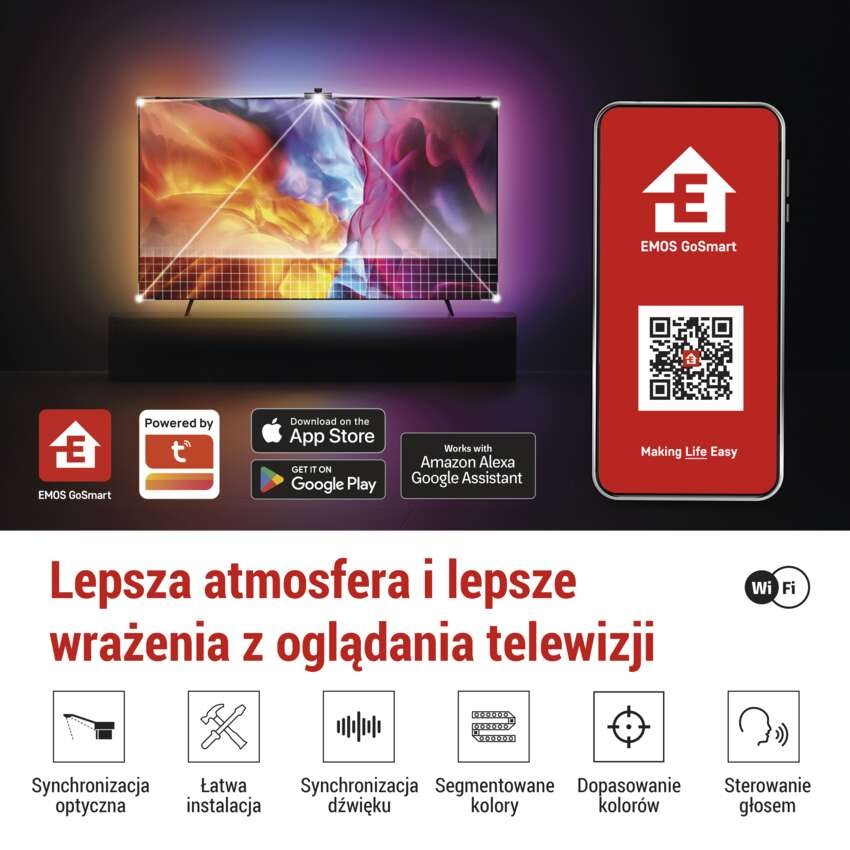 GoSmart Oświetlenie Ambilight LED RGB do TV 55'' (139 cm)