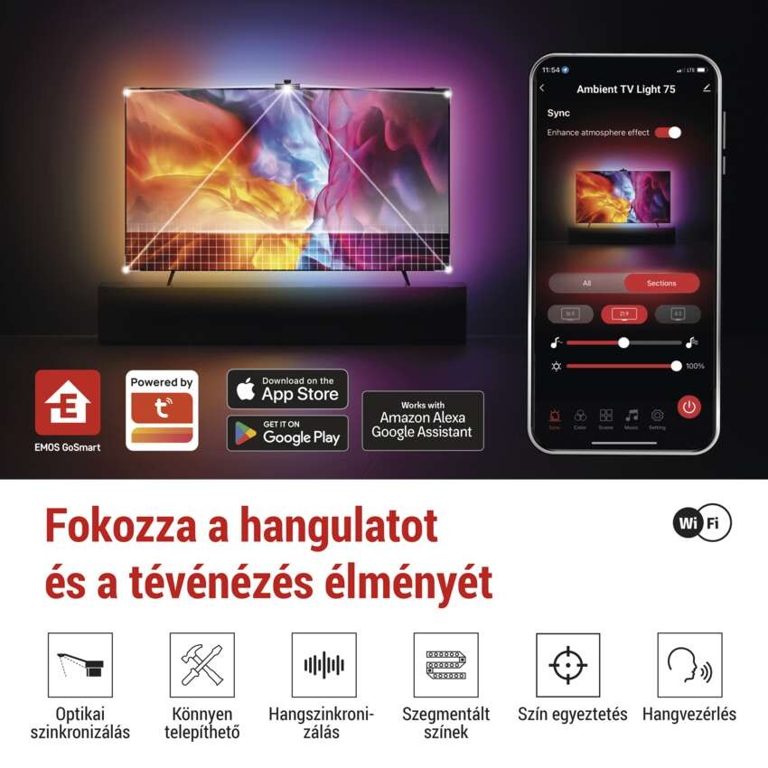 GoSmart Ambient LED RGB világítás TV-hez 75“ (189 cm)