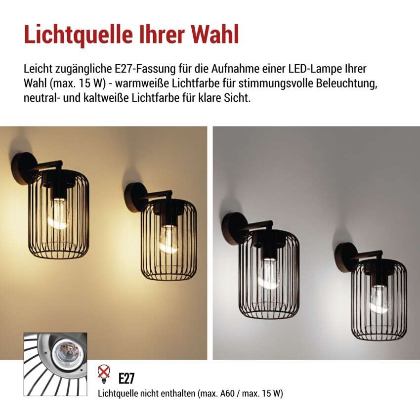 Garten-Wandleuchte SALVIA, 20,8 x 16 x 28,5 cm, 1 x E27, 15 W