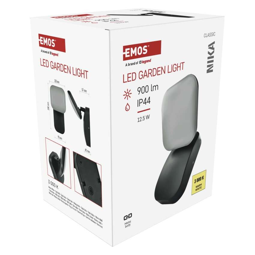 LED sodo šviestuvas NIKA, 12 × 12 × 20 cm, 12,5 W, Šiltai balta