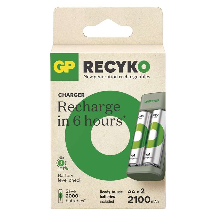 GP polnilec baterij Eco E221 + 2× AA GP ReCyko 2100